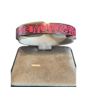 Marc By Marc Jacobs Pink Logo Enamel Hinged Bangle Bracelet Jewelry